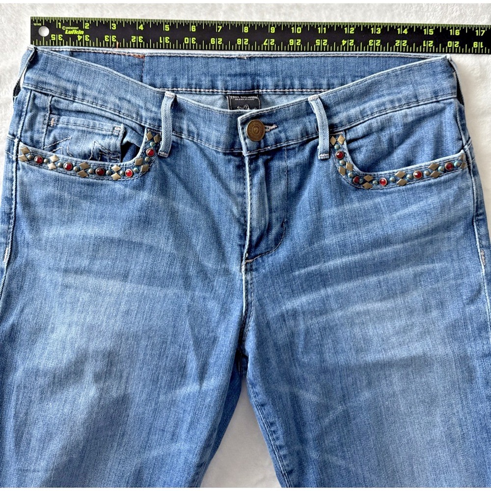 TRUE RELIGION Jeans Womens Size 31 Medium/Light Wash Embellished Pockets CHRISSY - Picture 9 of 16